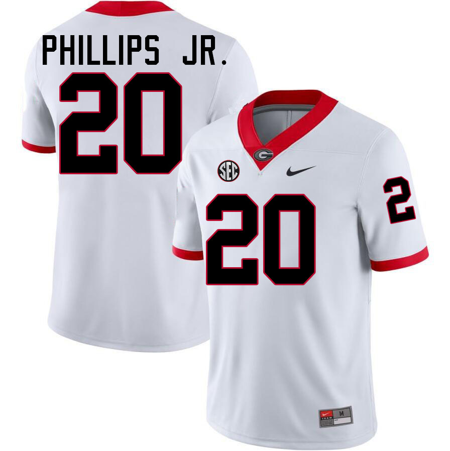 #20 Dwight Phillips Jr. UGA Jersey,University Of Georgia Bulldogs Football Jersey,Uniforms,Gears-Whi